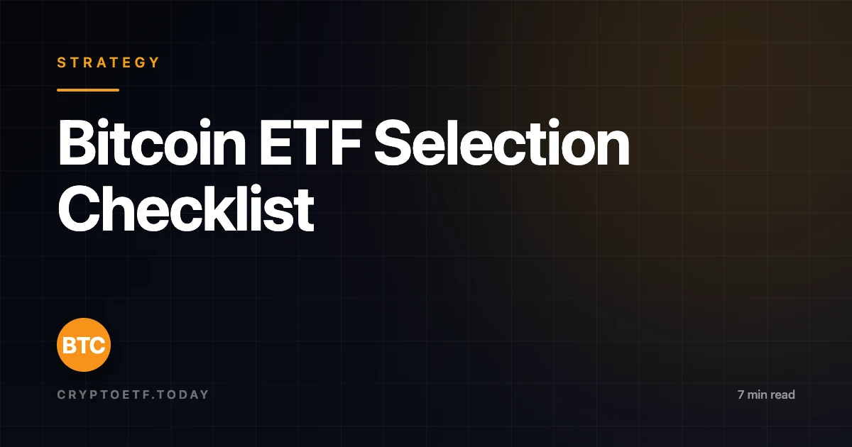 Bitcoin ETF Selection Checklist